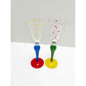 Anne Nilsson Clown Schnapps Cordial Glass Orrefors Sweden Set of Two